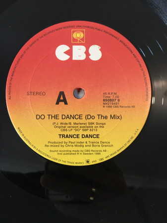 Trance Dance - Do The Dance - 12" US Re-Mix | CBS (650807 6) - 3