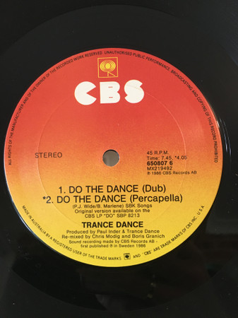 Trance Dance - Do The Dance - 12" US Re-Mix | CBS (650807 6) - 4