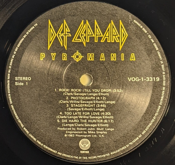 Def Leppard - Pyromania | Vertigo (VOG-1-3319) - 3