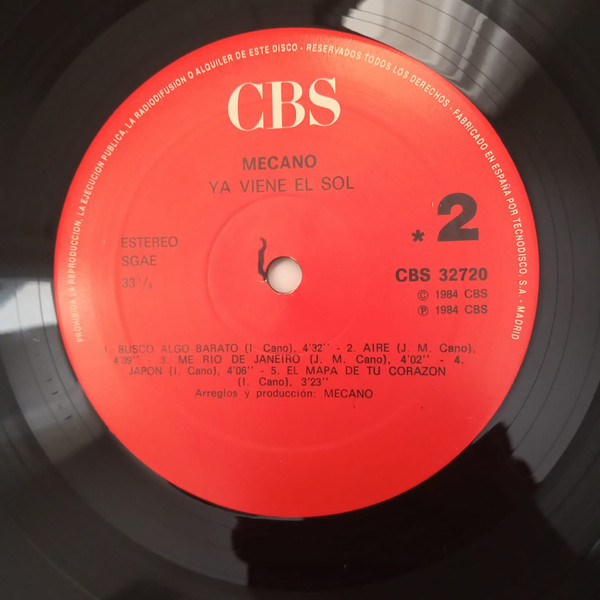 Mecano - Ya Viene El Sol | CBS (CBS 32720) - 4