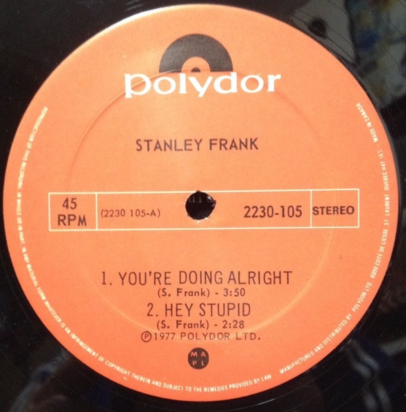 Stanley Frank - Rejected | Polydor (2230-105) - 3