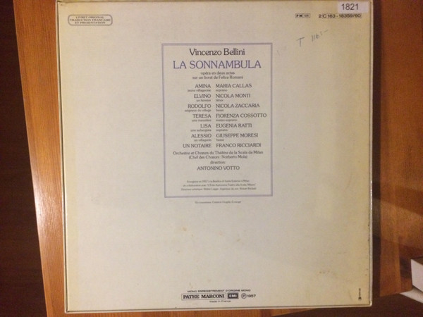 Vincenzo Bellini / Maria Callas - Nicola Monti , Nicola Zaccaria , Fiorenza Cossotto , Eugenia Ratti , Orchestra Del Teatro Alla Scala & Coro Del Teatro Alla Scala , Tullio Serafin - La Sonnambula | La Voix De Son Maître (2C 163-18359/60) - 2