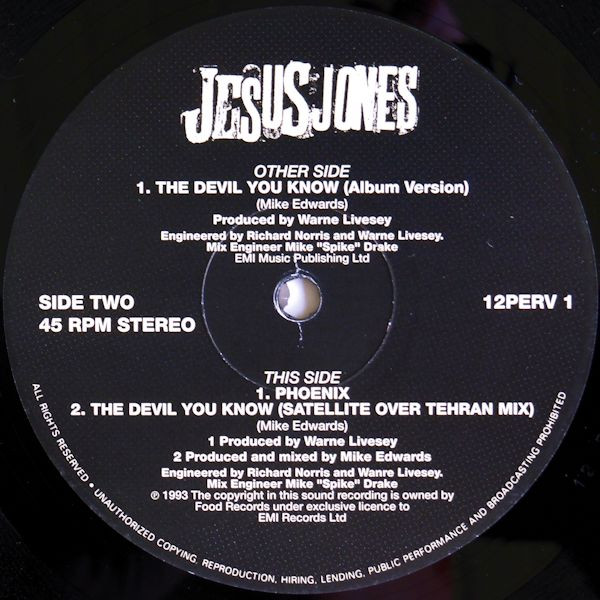 Jesus Jones - The Devil You Know | Food (12PERV 1) - 4