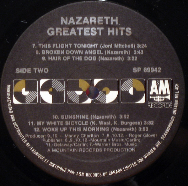 Nazareth - Greatest Hits [Vinyl] | A&M Records (SP 69942) - 4