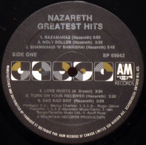 Nazareth - Greatest Hits [Vinyl] | A&M Records (SP 69942) - 3