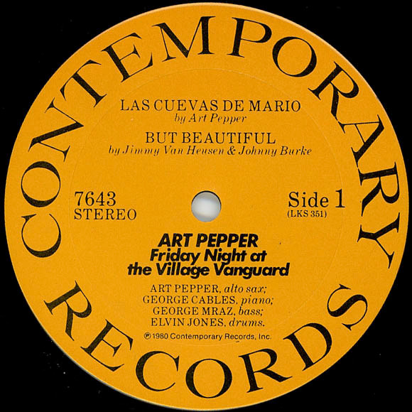 Art Pepper - Friday Night At The Village Vanguard | Contemporary Records (7643) - 3