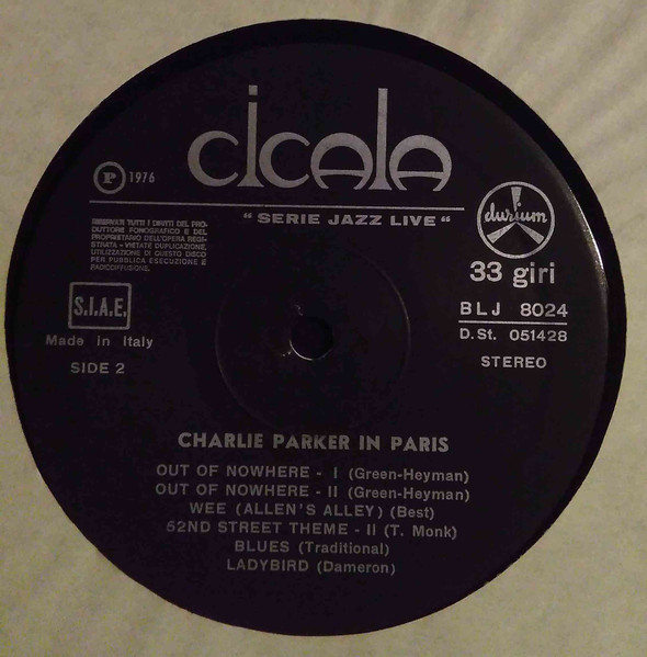 Charlie Parker - "In Paris" | Durium (BLJ 8024) - 2