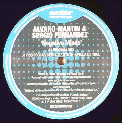 Álvaro Martin & Sergio Fernandez - Negative Minds | Solar Recordings (SOLAR013)