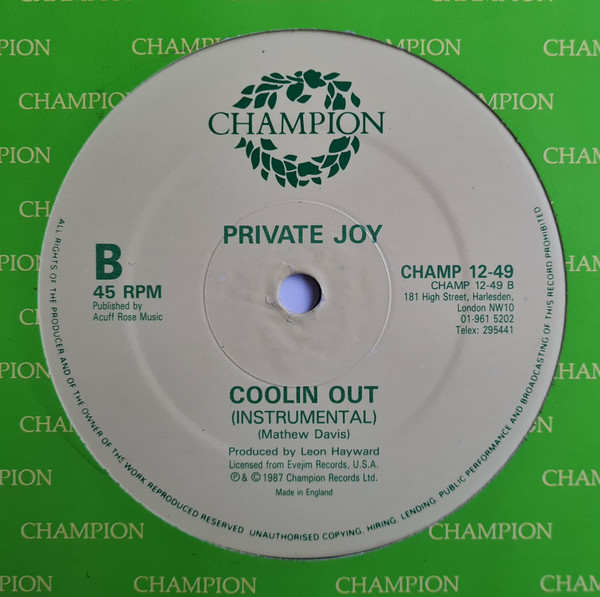 Private Joy - Coolin Out | Champion (CHAMP 12-49) - 2
