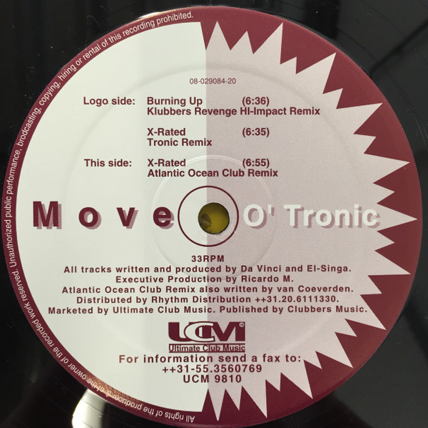 Move O' Tronic - Burning Up / X-Rated | Ultimate Club Music (UCM 9810)