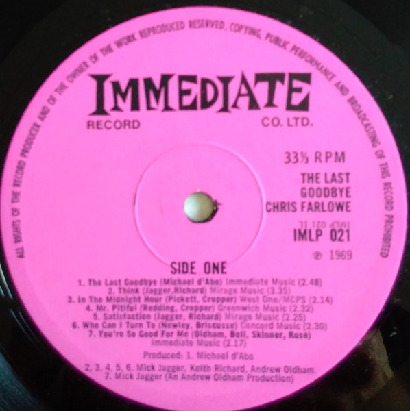Chris Farlowe - The Last Goodbye | Immediate (IMLP 021) - 3