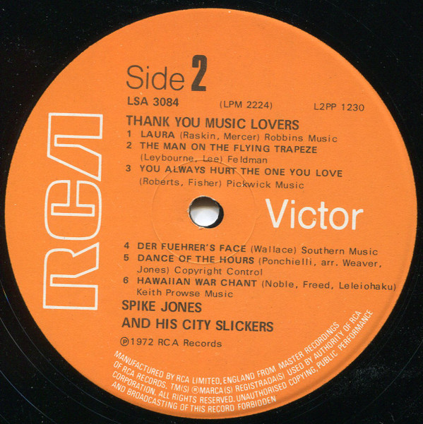 Spike Jones And His City Slickers - Thank You Music Lovers | RCA Victor (LSA 3084) - 3
