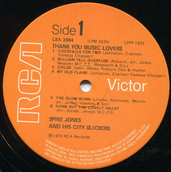 Spike Jones And His City Slickers - Thank You Music Lovers | RCA Victor (LSA 3084) - 2