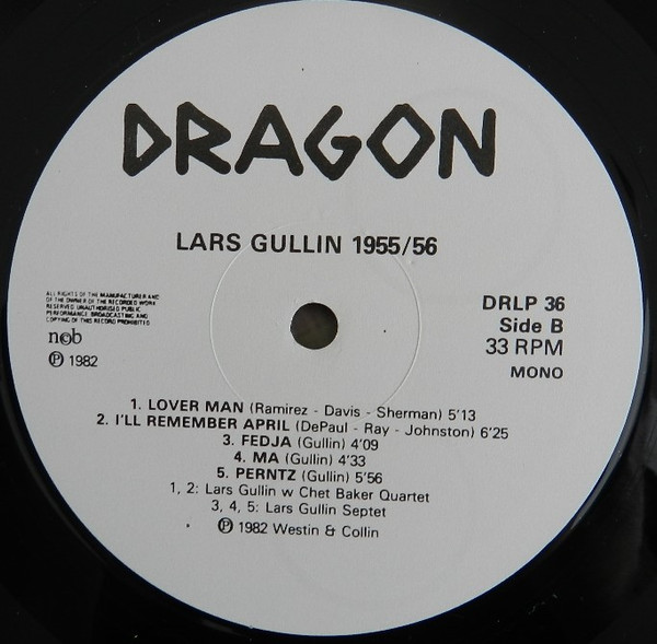 Lars Gullin With Chet Baker & Dick Twardzik - The Great Lars Gullin Vol. 1 '55/'56 | Dragon (DRLP 36) - 4