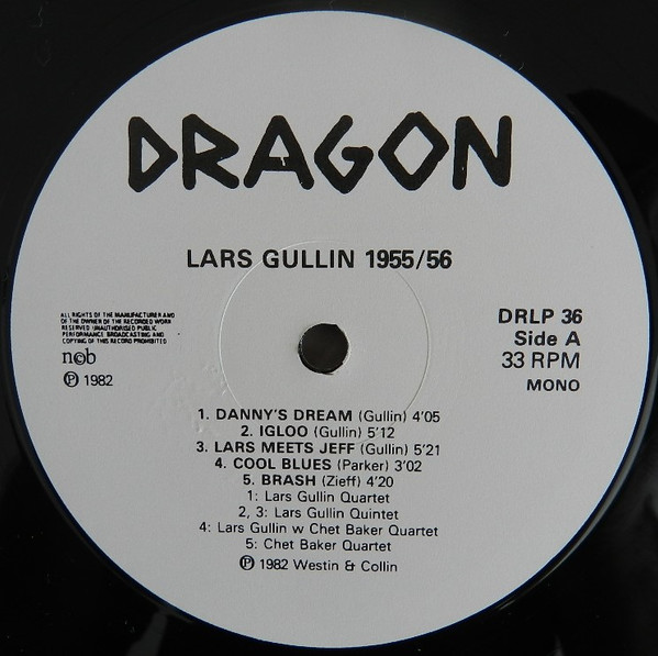 Lars Gullin With Chet Baker & Dick Twardzik - The Great Lars Gullin Vol. 1 '55/'56 | Dragon (DRLP 36) - 3