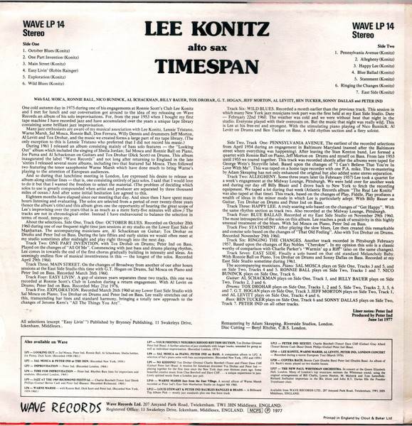 Lee Konitz - Timespan | Wave (LP 14) - 2