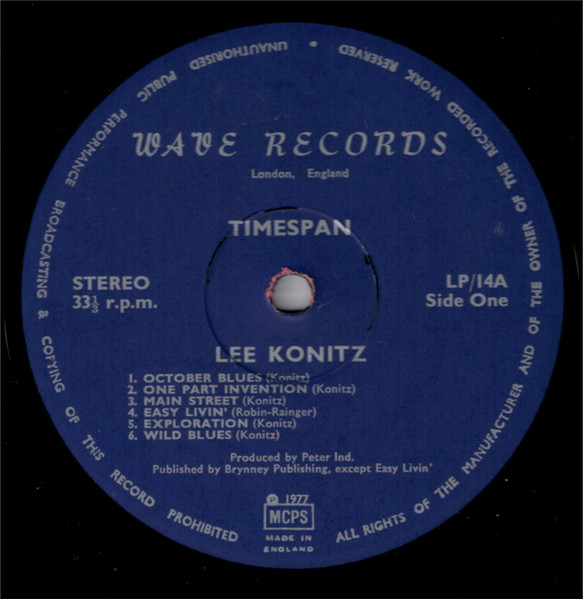 Lee Konitz - Timespan | Wave (LP 14) - 3