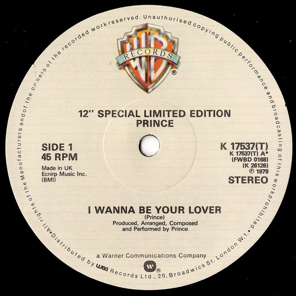 Prince - I Wanna Be Your Lover | Warner Bros. Records (K 17537(T)) - main