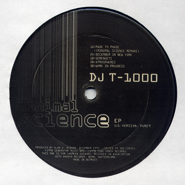 DJ T-1000 - Minimal Science EP (U.S. Version.) | Pure Sonik Records (PURE 9)