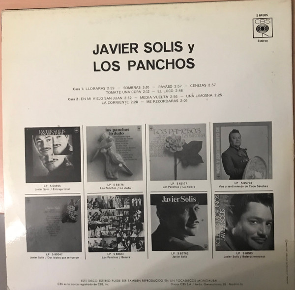 Javier Solís Y Trio Los Panchos - Dos Idolos | CBS (S 64585) - 2