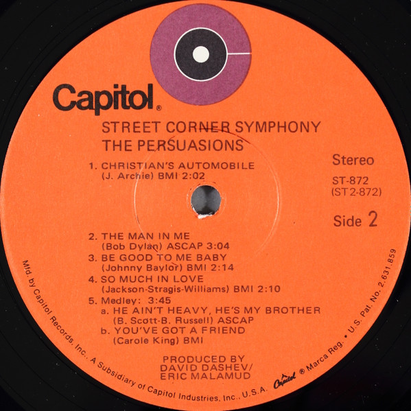 The Persuasions - Street Corner Symphony | Capitol Records (ST-872) - 4
