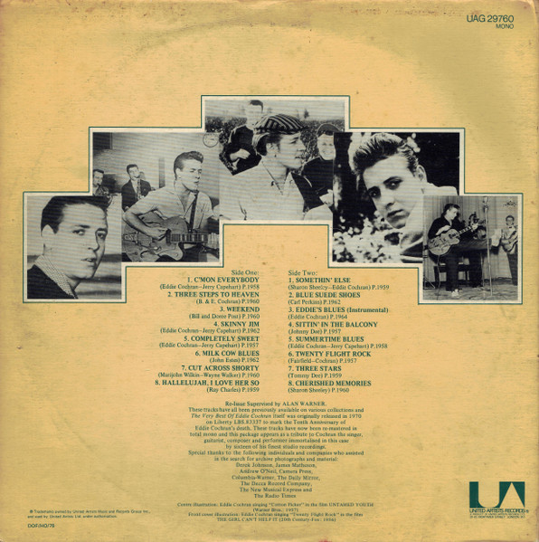 Eddie Cochran - The Very Best Of Eddie Cochran - 15th Anniversary Album | United Artists Records (UAG 29760) - 4 Eddie Cochran - The Very Best Of Eddie Cochran - 15th Anniversary Album | United Artists Records (UAG 29760) - 4