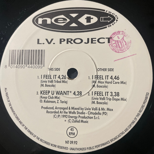 L.V. Project - I Feel It | Next Records (NT 09.92) - 2 L.V. Project - I Feel It | Next Records (NT 09.92) - 2
