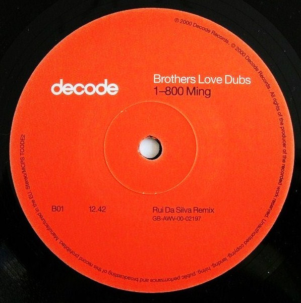 Brothers Love Dubs - 1-800 Ming | Decode Records (TCODE2) - 3