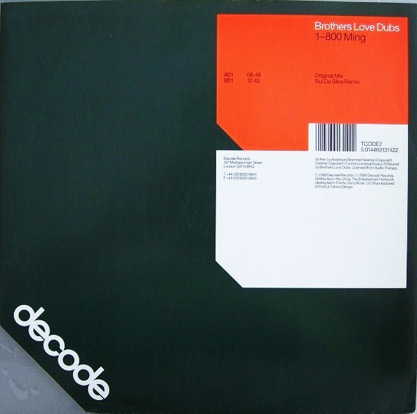 Brothers Love Dubs - 1-800 Ming | Decode Records (TCODE2)