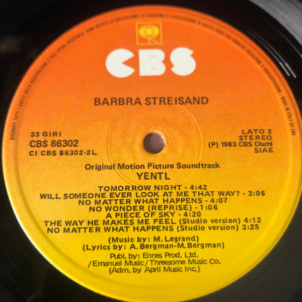 Barbra Streisand - Yentl (Original Motion Picture Soundtrack) | CBS (CBS 86302) - 4 Barbra Streisand - Yentl (Original Motion Picture Soundtrack) | CBS (CBS 86302) - 4