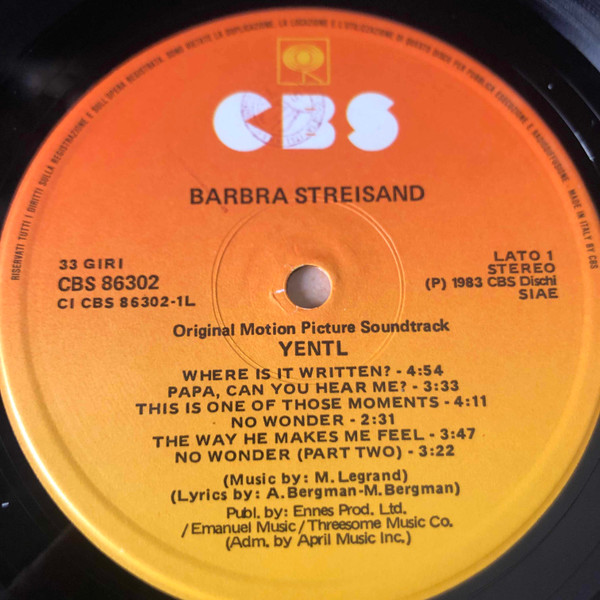 Barbra Streisand - Yentl (Original Motion Picture Soundtrack) | CBS (CBS 86302) - 3 Barbra Streisand - Yentl (Original Motion Picture Soundtrack) | CBS (CBS 86302) - 3