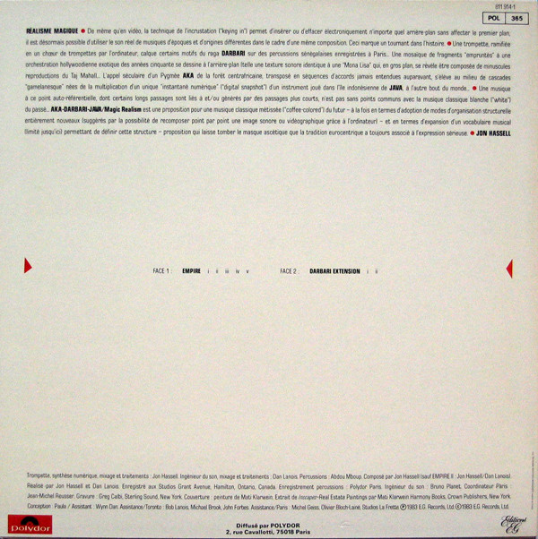Jon Hassell - Aka / Darbari / Java - Magic Realism | Editions EG (811 914-1) - 2