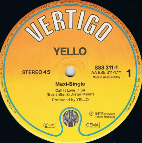Yello - Call It Love | Vertigo (888 311-1) - 3
