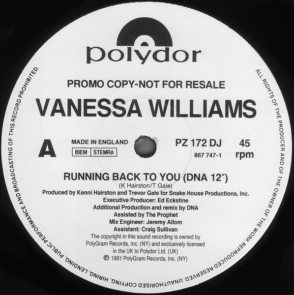 Vanessa Williams - Running Back To You | Polydor (PZ 172 DJ)