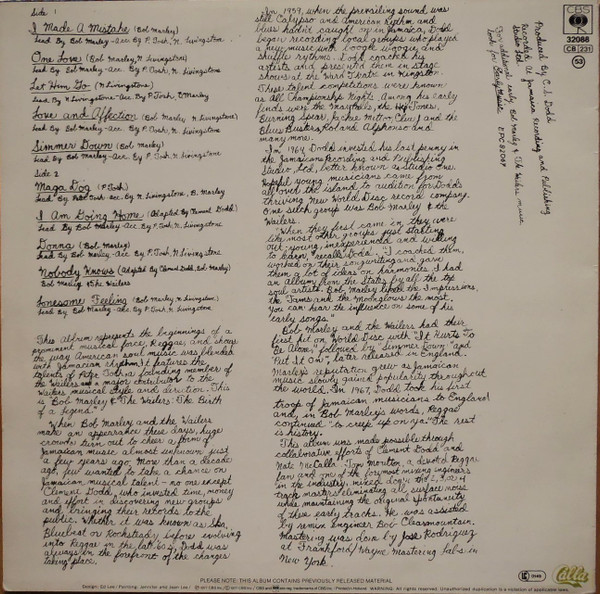 Bob Marley & The Wailers Featuring Peter Tosh - The Birth Of A Legend | CBS (CBS 32088) - 2 Bob Marley & The Wailers Featuring Peter Tosh - The Birth Of A Legend | CBS (CBS 32088) - 2