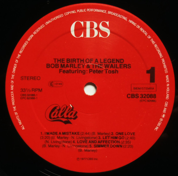 Bob Marley & The Wailers Featuring Peter Tosh - The Birth Of A Legend | CBS (CBS 32088) - 3 Bob Marley & The Wailers Featuring Peter Tosh - The Birth Of A Legend | CBS (CBS 32088) - 3