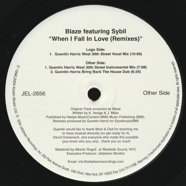 Blaze Featuring Sybil - When I Fall In Love (Remixes) | Jellybean Soul (JEL-2656) - 2 Blaze Featuring Sybil - When I Fall In Love (Remixes) | Jellybean Soul (JEL-2656) - 2