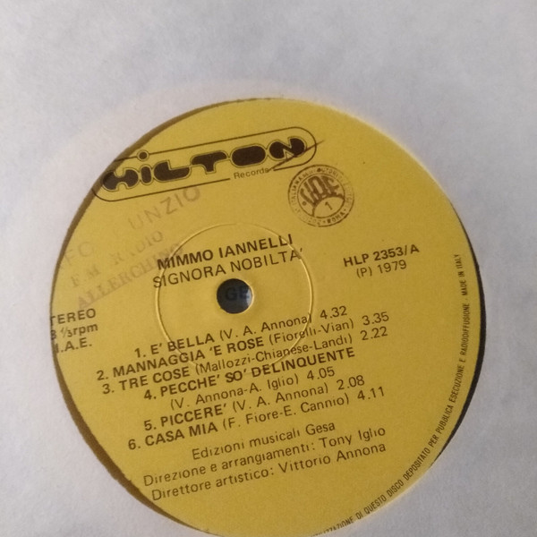 Mimmo Iannelli - Signora Nobiltà | Hilton Records (HLP 2353) - 4 Mimmo Iannelli - Signora Nobiltà | Hilton Records (HLP 2353) - 4