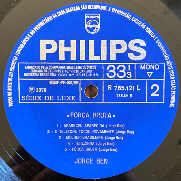 Jorge Ben - Fôrça Bruta | Philips (R 765.121 L) - 4