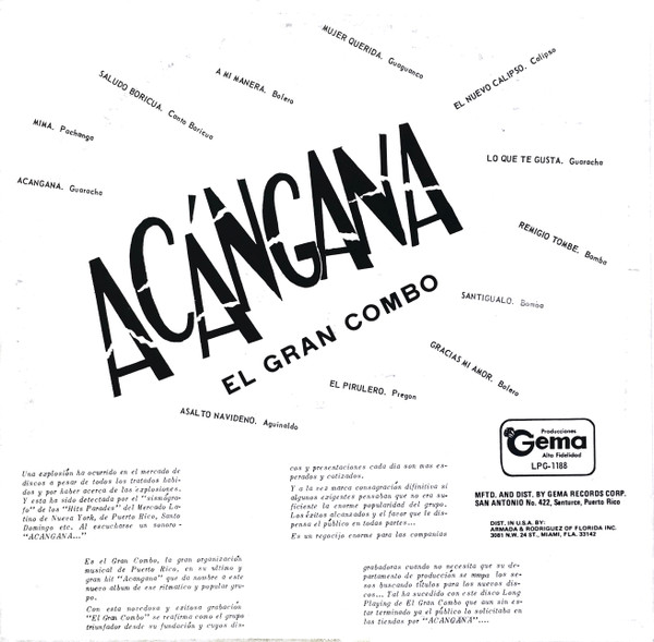 El Gran Combo - Acángana | Producciones Gema (LPG-1188) - 2 El Gran Combo - Acángana | Producciones Gema (LPG-1188) - 2