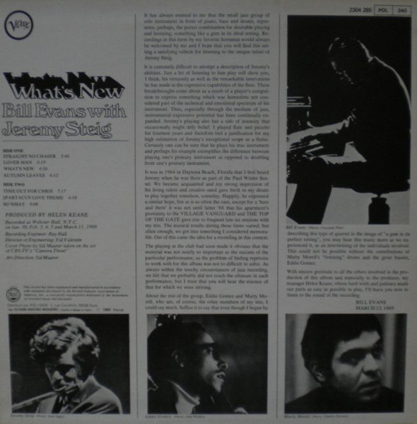 Bill Evans & Jeremy Steig - What's New | Verve Records (2304 285) - 2
