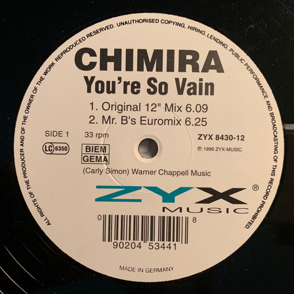 Chimira - You're So Vain | ZYX Music (ZYX 8430-12)