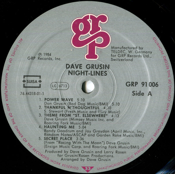 Dave Grusin - Night-Lines | GRP (GRP 91006) - 2 Dave Grusin - Night-Lines | GRP (GRP 91006) - 2
