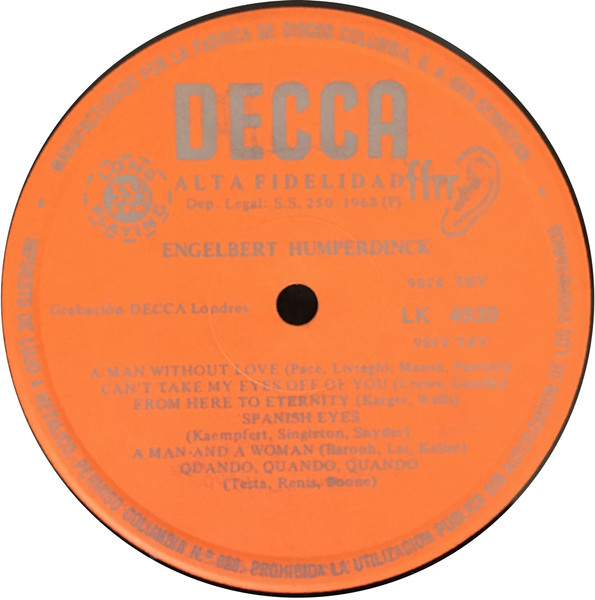 Engelbert Humperdinck - A Man Without Love | Decca (LK 4939) - 3 Engelbert Humperdinck - A Man Without Love | Decca (LK 4939) - 3