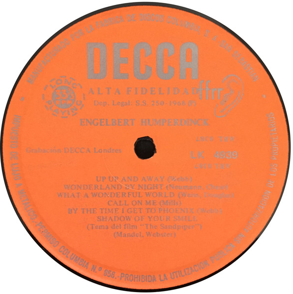 Engelbert Humperdinck - A Man Without Love | Decca (LK 4939) - 4 Engelbert Humperdinck - A Man Without Love | Decca (LK 4939) - 4