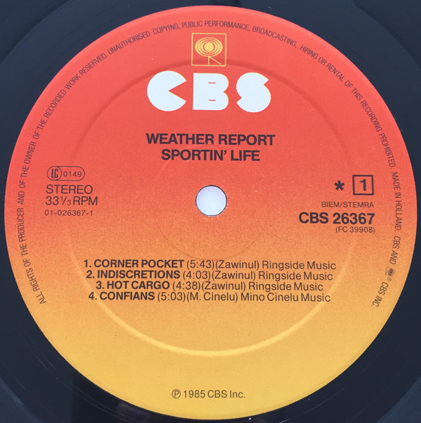 Weather Report - Sportin' Life | CBS (CBS 26367) - 3
