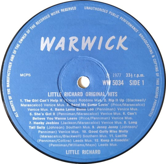 Little Richard - 22 Original Hits | Warwick Records (WW5034) - 3 Little Richard - 22 Original Hits | Warwick Records (WW5034) - 3