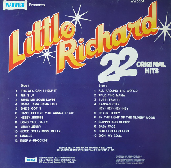Little Richard - 22 Original Hits | Warwick Records (WW5034) - 2 Little Richard - 22 Original Hits | Warwick Records (WW5034) - 2