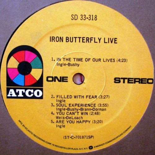 Iron Butterfly - Live | ATCO Records (SD 33-318) - 3