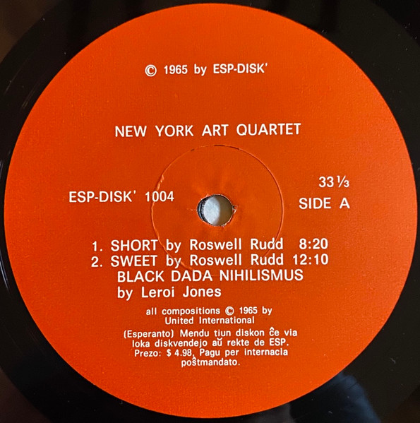 New York Art Quartet - New York Art Quartet | ESP-Disk' (1004) - 3